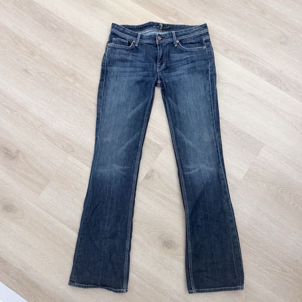 VTG 90s Y2K 7 For All Mankind Flynt Low Rise Bootcut Jeans USA W30 L33 7FAM Auth - Picture 3 of 13